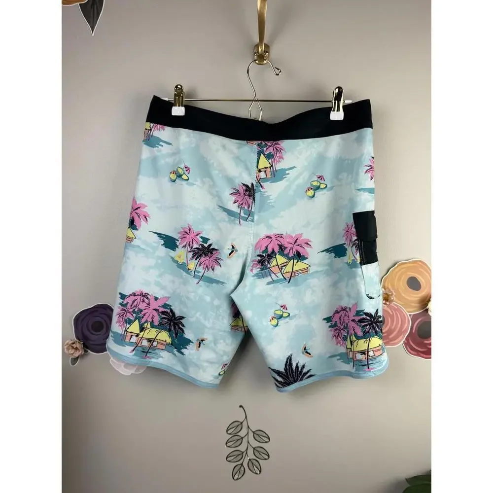 Billabong Men's Black and Blue Printed 73 Line Pro 9” Boardshorts - Size - 31